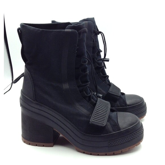Converse Chuck 70 De Luxe Boots Wn 7.5 Black Platform Combat High Top Goth Shoes - Picture 2 of 15